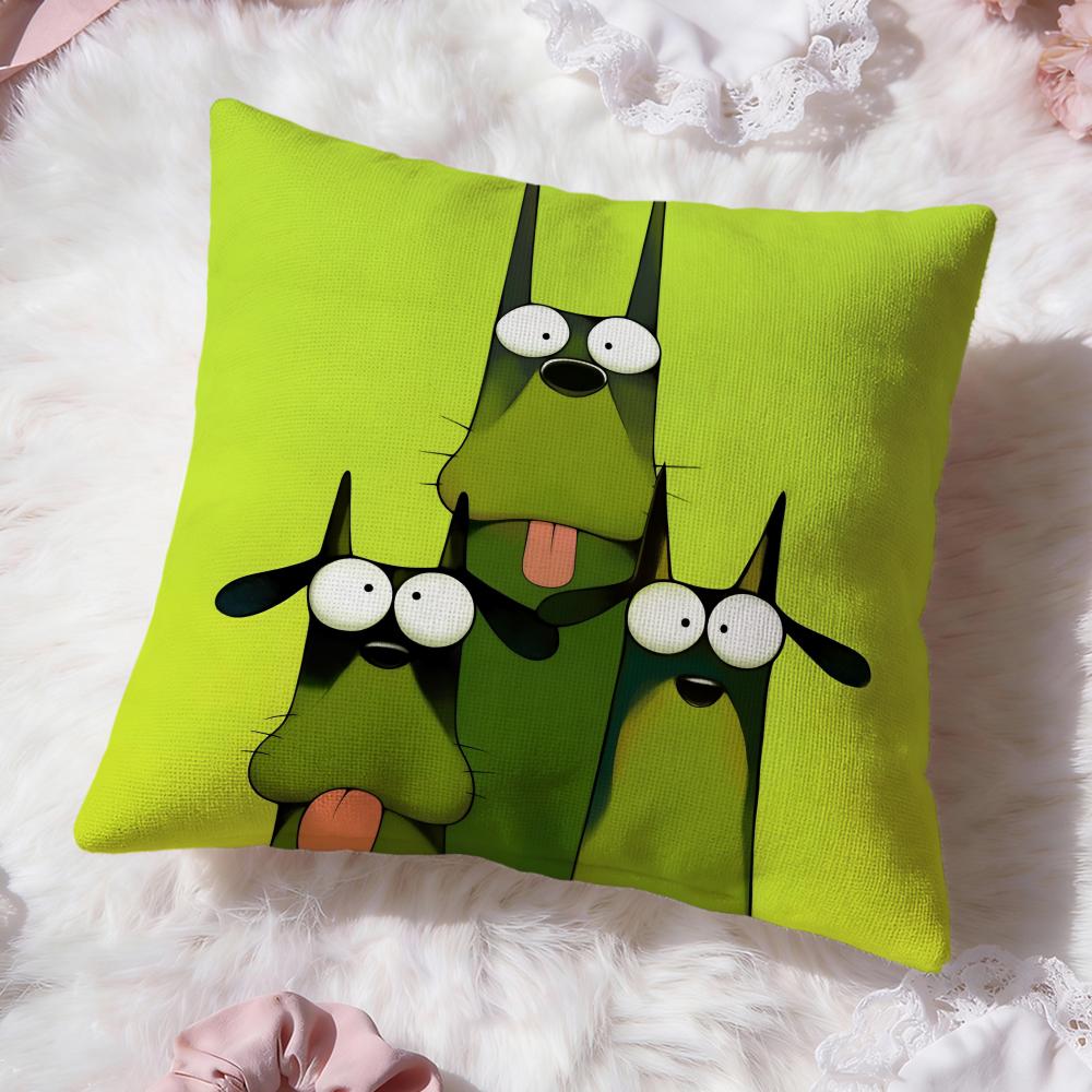 Мультяшная наволочка для подушки с доберманом Премиальный комфорт Двусторонняя наволочка - Дизайн "Два в одном" для любой комнаты и салона автомобиля