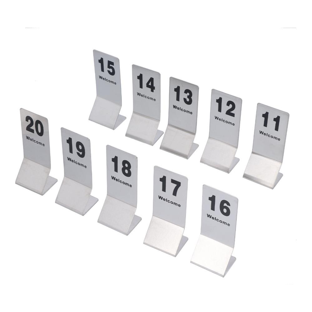 10pcs Stainless Steel Stainless Steel Table Numbers Double Sided Table Number Signs Catering