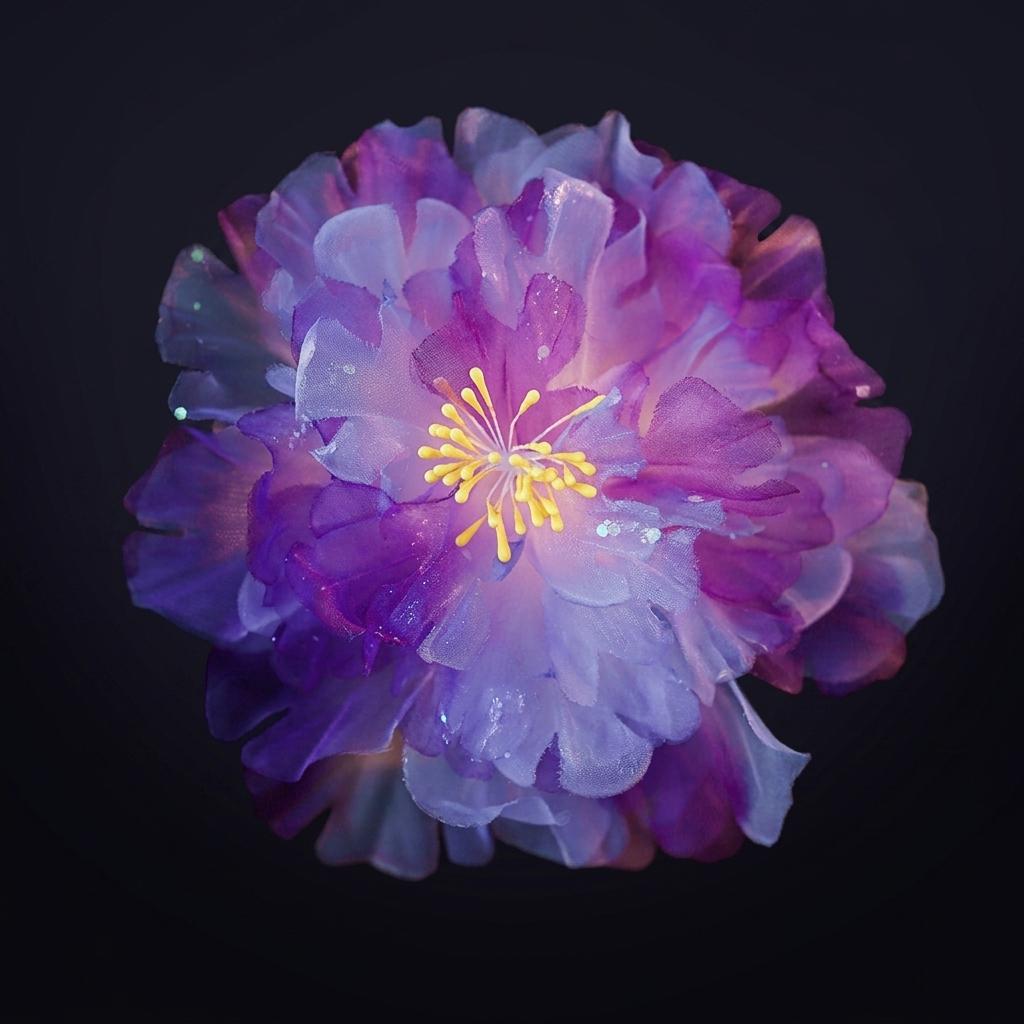 Gradient Flower Hair Clip Pair for Hanfu and Daily Use with Organza Petals and Alloy Base