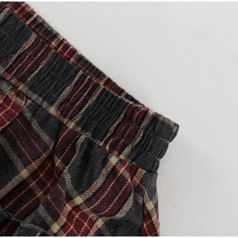 Свободная клетчатая рубашка с длинным рукавом и полуюбка, универсальный женский комплект с отложным воротником и широким поясом, весна 2025 г.