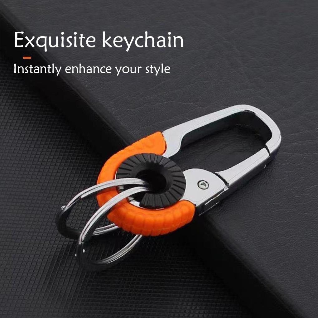 Мужской автомобильный брелок для ключей, держатель для ключей, металлический органайзер, двойное кольцо, пряжка, подвеска, модный женский брелок, автомобильные аксессуары