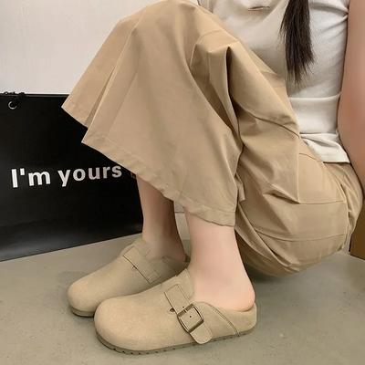 2024 Модные однотонные удобные универсальные женские туфли, тапочки, женские замшевые модные пляжные тапочки с мягкой подошвой, домашние мюли