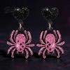 Niche Dark Style Earrings 1 Pair Halloween Theme Acrylic for Women, Gothic Pink Spider Cool Girl Fashion Jewelry Dangle Drop Earrings, Spooky Holiday