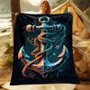 Cozy Nautical Anchor Throw Blanket - Soft Flannel, Reversible Design for All Seasons - Perfect for Bed, Sofa, Camping & Travel