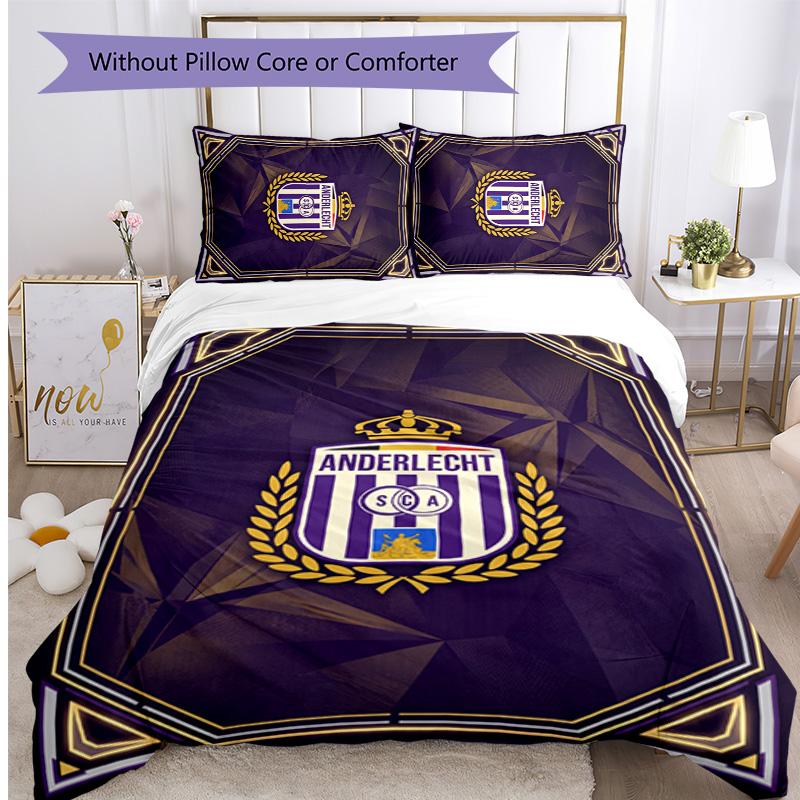 Anderlecht FC Printed 3PCS Bedding Set Breathable Duvet Cover with Pillowcases Decorative Bed Linen for Bedroom Home