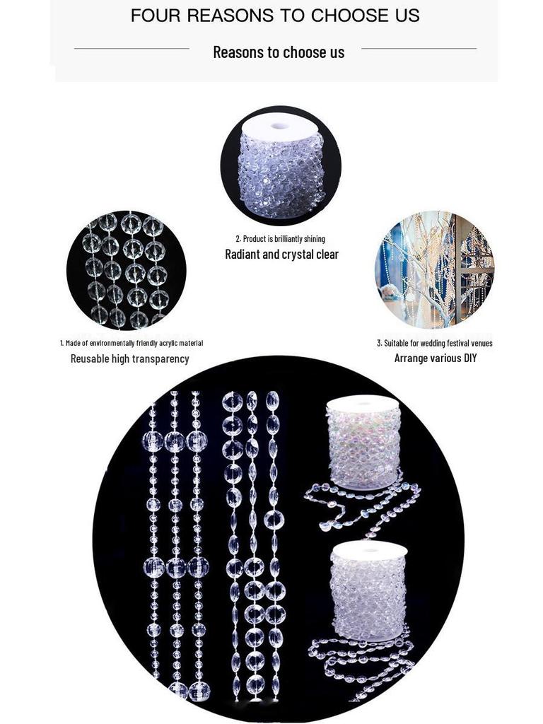 Акриловая хрустальная шторка из бусин для свадебного потолочного декора