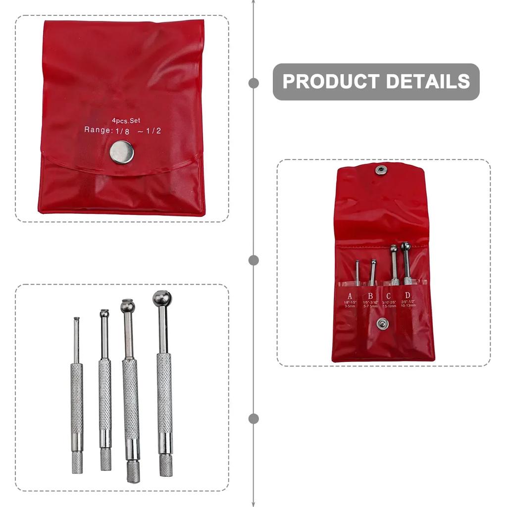 Adjustable Inner Diameter Gauge Kit 4pcs for Measuring Small Holes and Grooves Compatible with Micrometers and Calipers