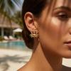 Bohemian Black Rhinestone Crab Drop Earrings For Women Exquisite Zircon Gold Color Animal Studs Beach Jewelry Gift
