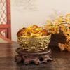 Brass Fortune Treasure Basin Bright Golden Tone Decorative Offering Bowl Home Office Desktop Tabletop Decoration