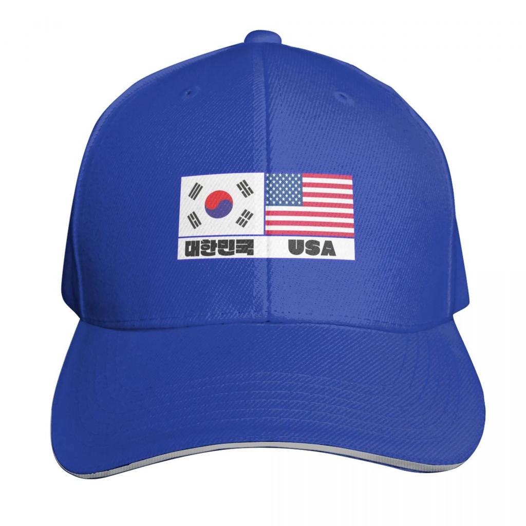 South Korea flag USA flag Baseball Cap Quick Dry PerforUnisexce Cotton Twill Breathable Contrast Two Tone Brim