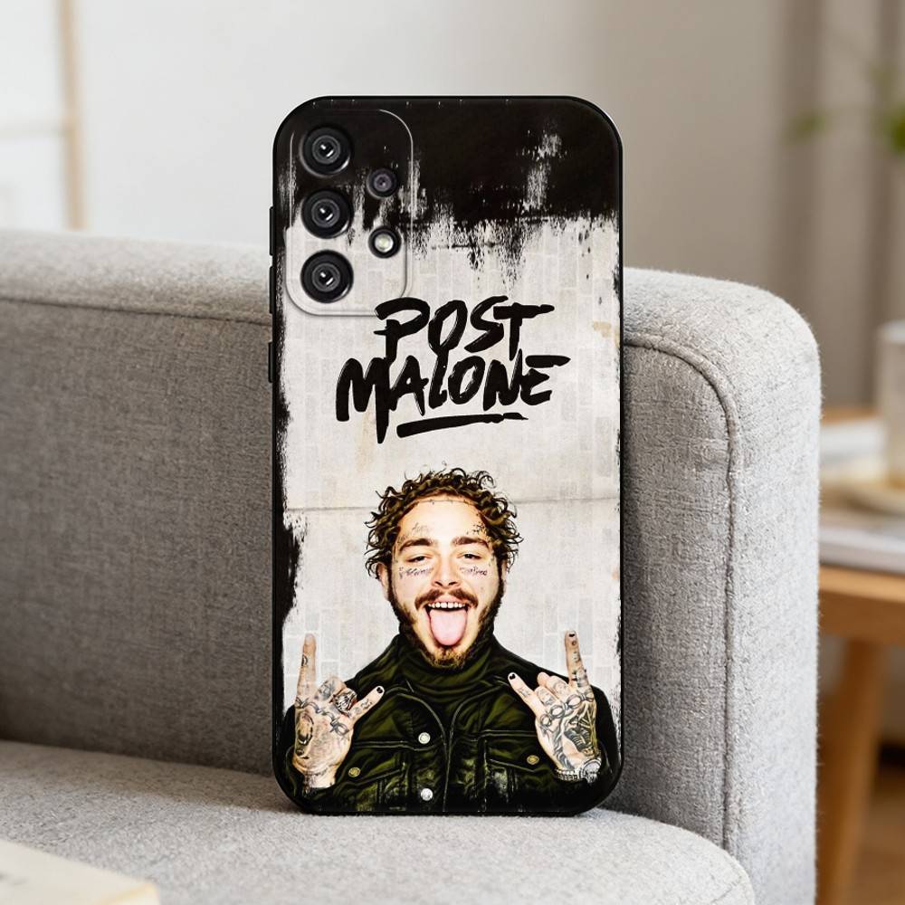 King P-Post M-Malone Phone Case For Samsung S25,S24,S21,S22,S23,S30,Ultra,S20,Plus,Fe,Note,10,9,5G Black Cover