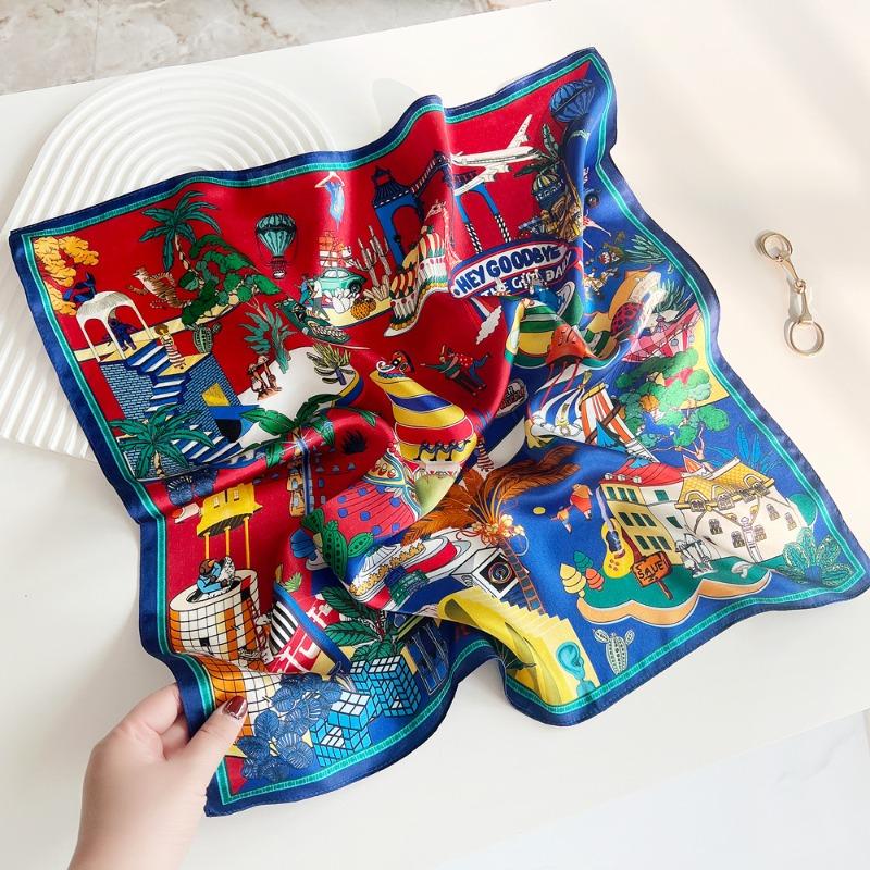 Thin Silk Plain Crepe Satin Printed Silk Square Scarf Women's Spring New Mulberry Silk 53 Small Silk Scarf Scarf