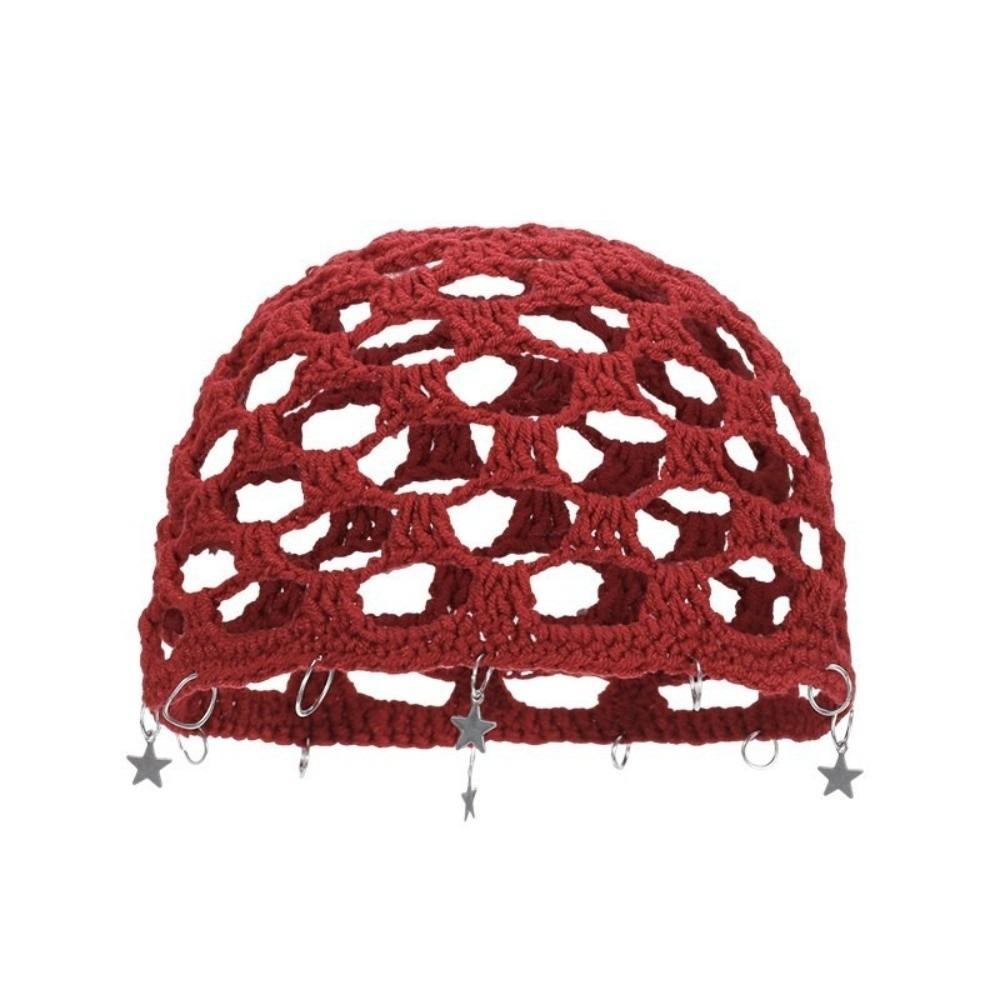 Hollow Out Crochet Hollow Knitted Hat Star Tassels Weave Cap Fashion Knit Beanies Outdoor