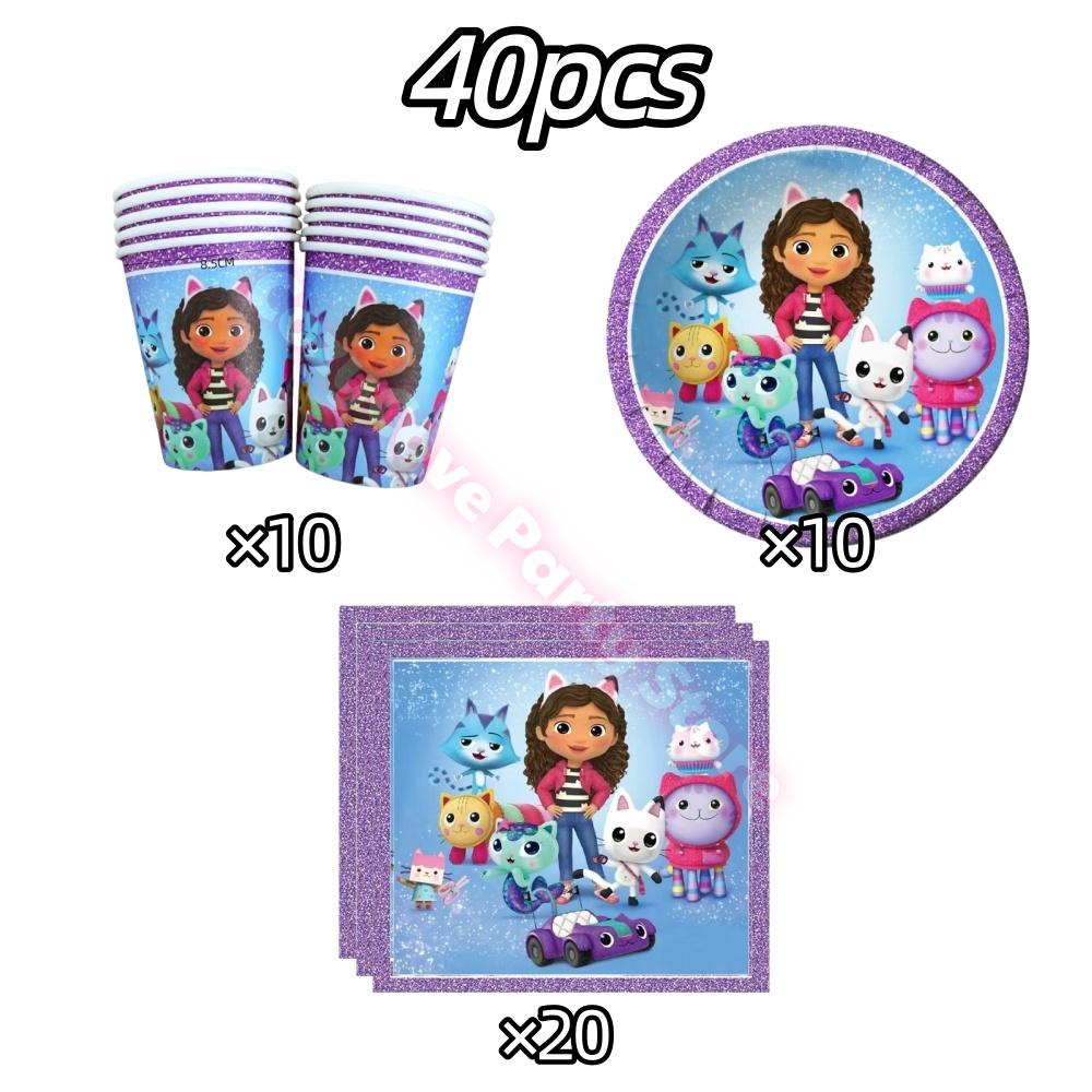 Gabby Dollhouse Birthday Party Decoration Gabby Plates Cups Napkins Cake Topper Balloons For Kids Party Favors Gifts Photo Booth
