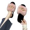Fashion Chain Design Women Home Slippers Solid Color Open Toe Indoor  Winter Flat Non-slip Leisure Interior Female Shoes 2025