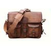 Large Real Goat Leather Vintage Brown Messenger Shoulder Laptop Bag Briefcase