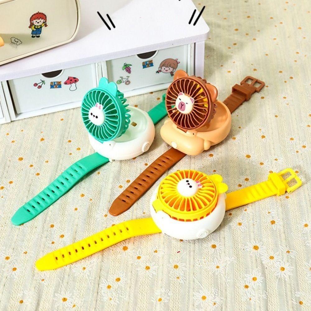 3 Speeds Portable Cute Watch Fan Summer Watch Small Fan Capybara Electric Fan  Children