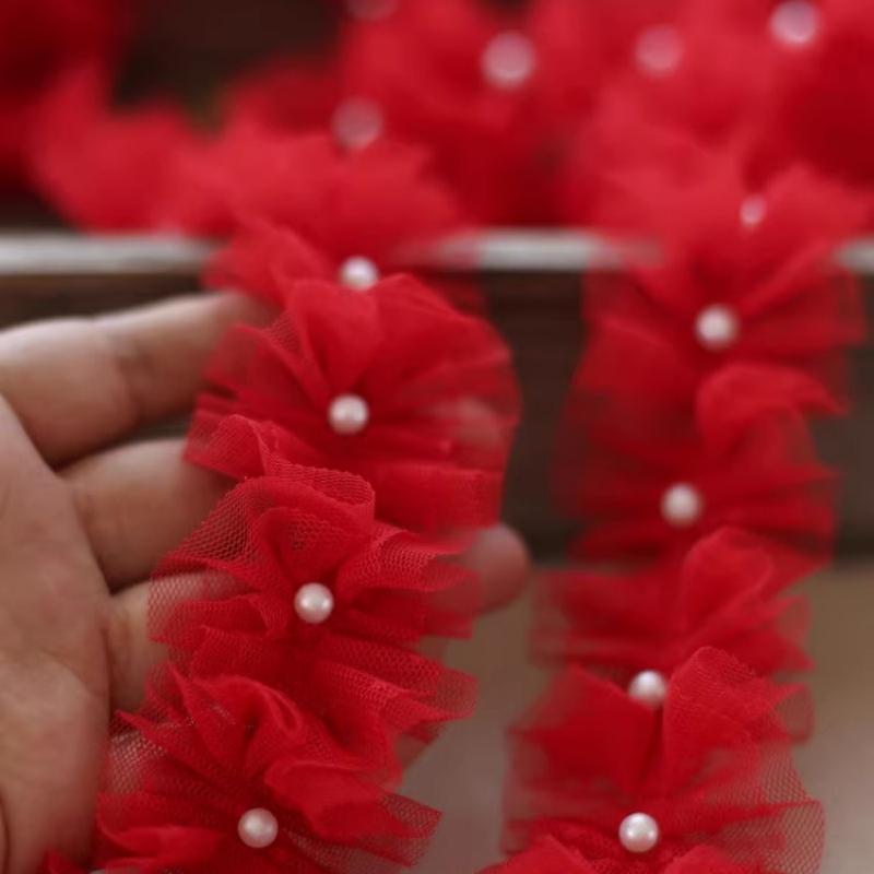 Best center nail bead pleated fluffy Felt photo frame lace dress skirt shoulder strap Tie bag Quiet book sewing material Ribbon