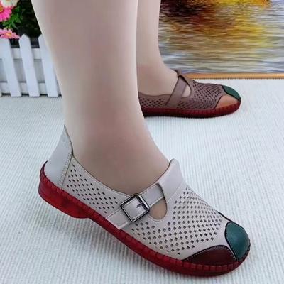 Туфли для мам лето и осень новые универсальные туфли для женщин среднего возраста полые мягкая подошва мягкая поверхность нескользящая сетка мягкая подошва сандалии женские