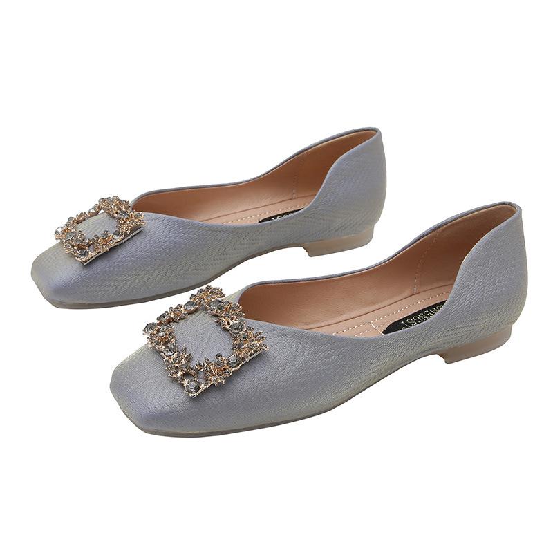 Новые осенние темпераментные туфли на плоской подошве со стразами и квадратной пряжкой, женская обувь из мягкой кожи с мягкой подошвой для беременных, женская обувь большого размера