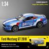1/34 Ford Mustang GT 2018 Серия маслкаров и спорткаров Литая металлическая модель автомобиля Коллекционное украшение Подарок ВВС 1