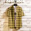 Мужская клетчатая рубашка, рубашка с коротким рукавом, летняя повседневная одежда