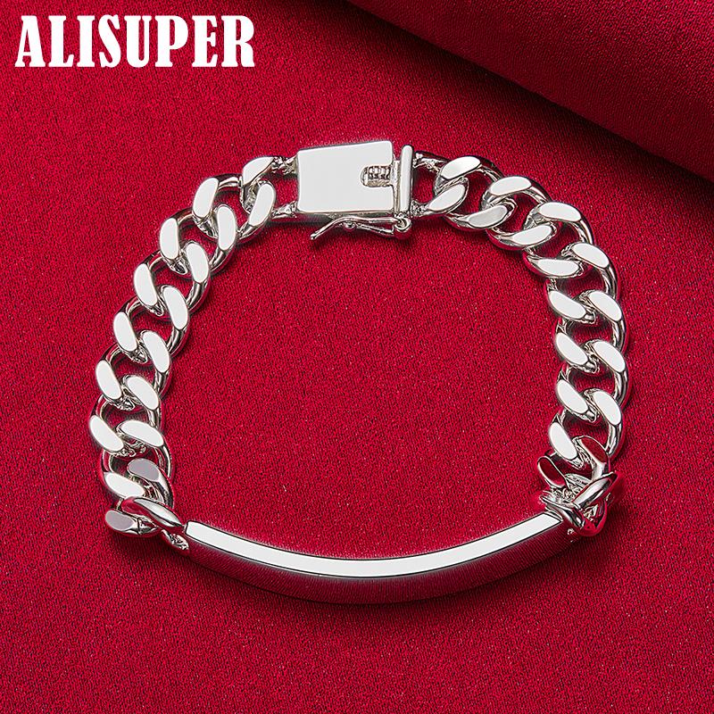 Ювелирные изделия из стерлингового серебра 925 пробы, 10 мм, гладкий боковой браслет