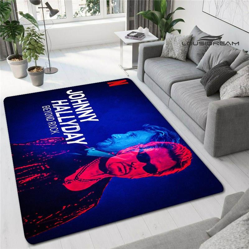 Ковер с принтом французской рок-звезды Джонни Холлидея, игровая комната, гостиная, спальня, нескользящий ковер, реквизит для фотосъемки, подарок на день рождения