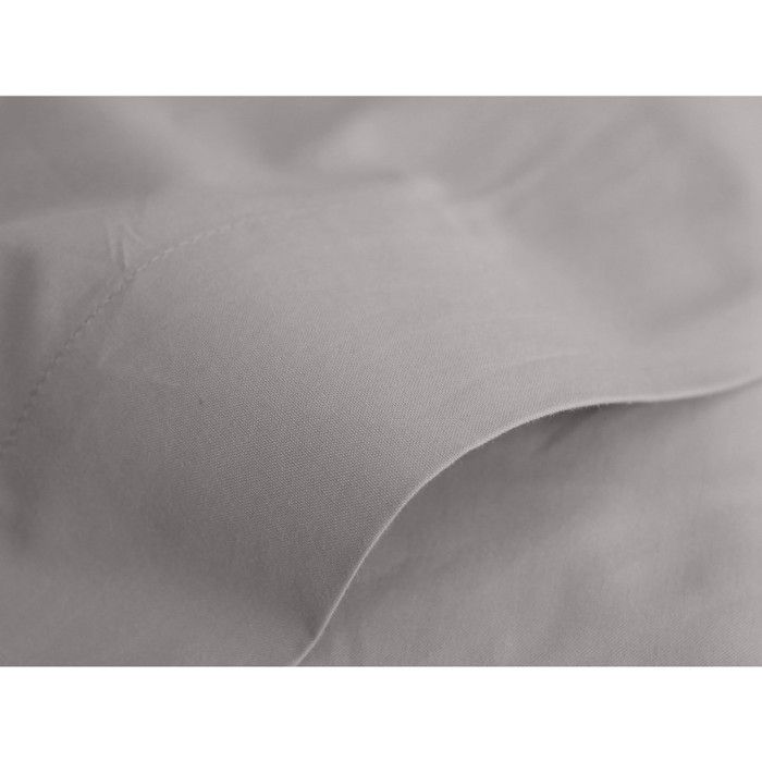 Drap plat percale pur coton peigné longues fibres 80 fils/cm² Vent du sud - Cendre - 180 x 290 cm pour lit 1 place