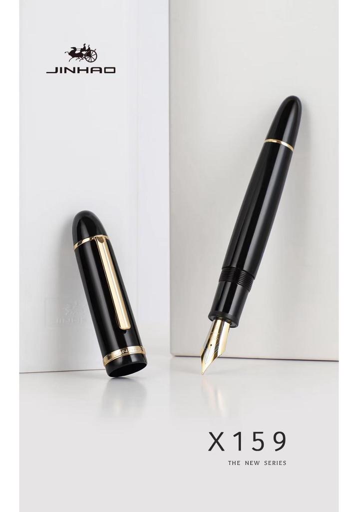 Золотая перьевая ручка Jinhao X159 из стали с иридиевым пером 40 мм, прямой клип и гигантский спиральный колпачок
