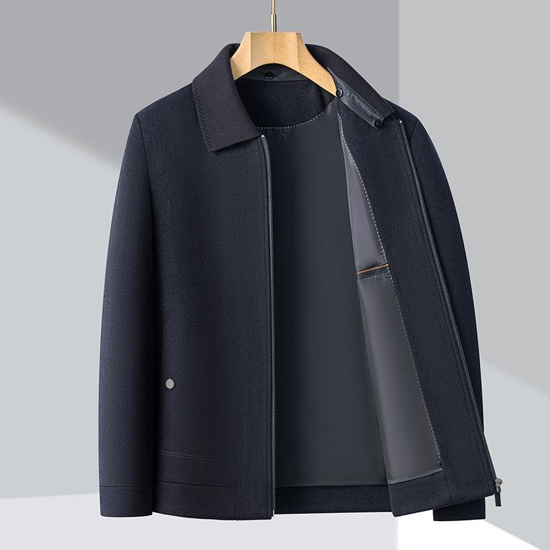 Autumn and Winter Cashmere Jacket, Middle-aged Men's Lapel Business Casual Woolen Woolen Jacket, Short Daddy Top