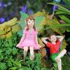 2 шт. Фигурки цветочных фей, смоляные миниатюрные украшения в виде фей, статуэтка девочки и мальчика для волшебного сада, украшение цветочного горшка в виде бонсай
