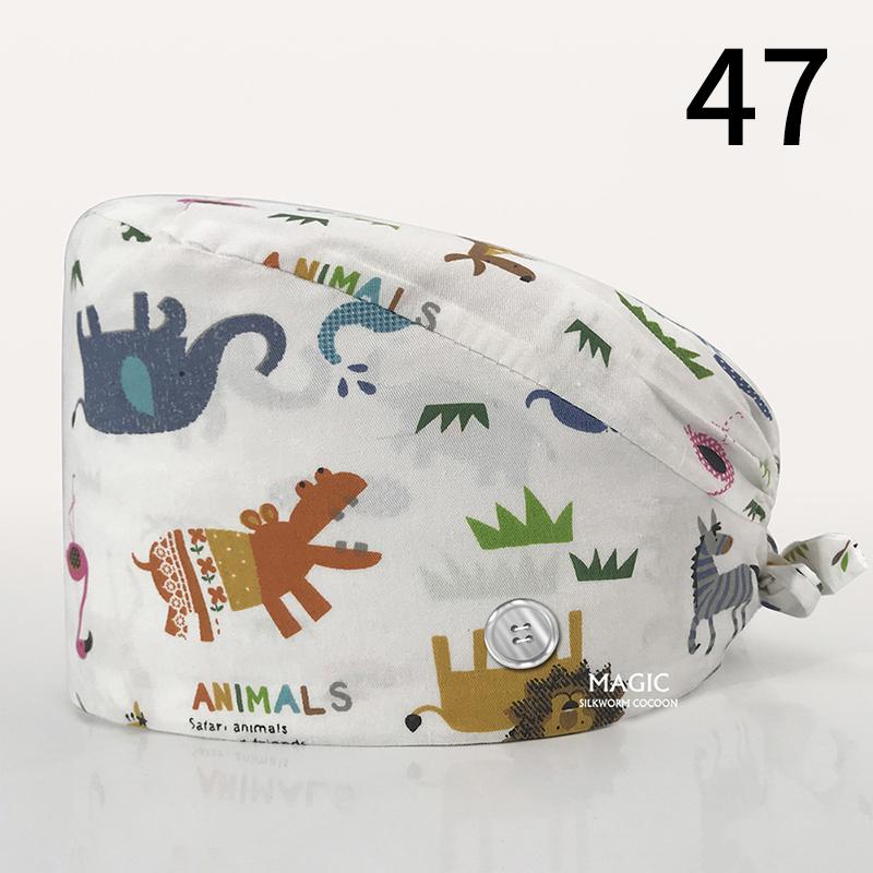 99 стилей эластичная шапка медсестры хирургическая шапка хлопковая маслостойкая пылезащитная регулируемая начес с принтом