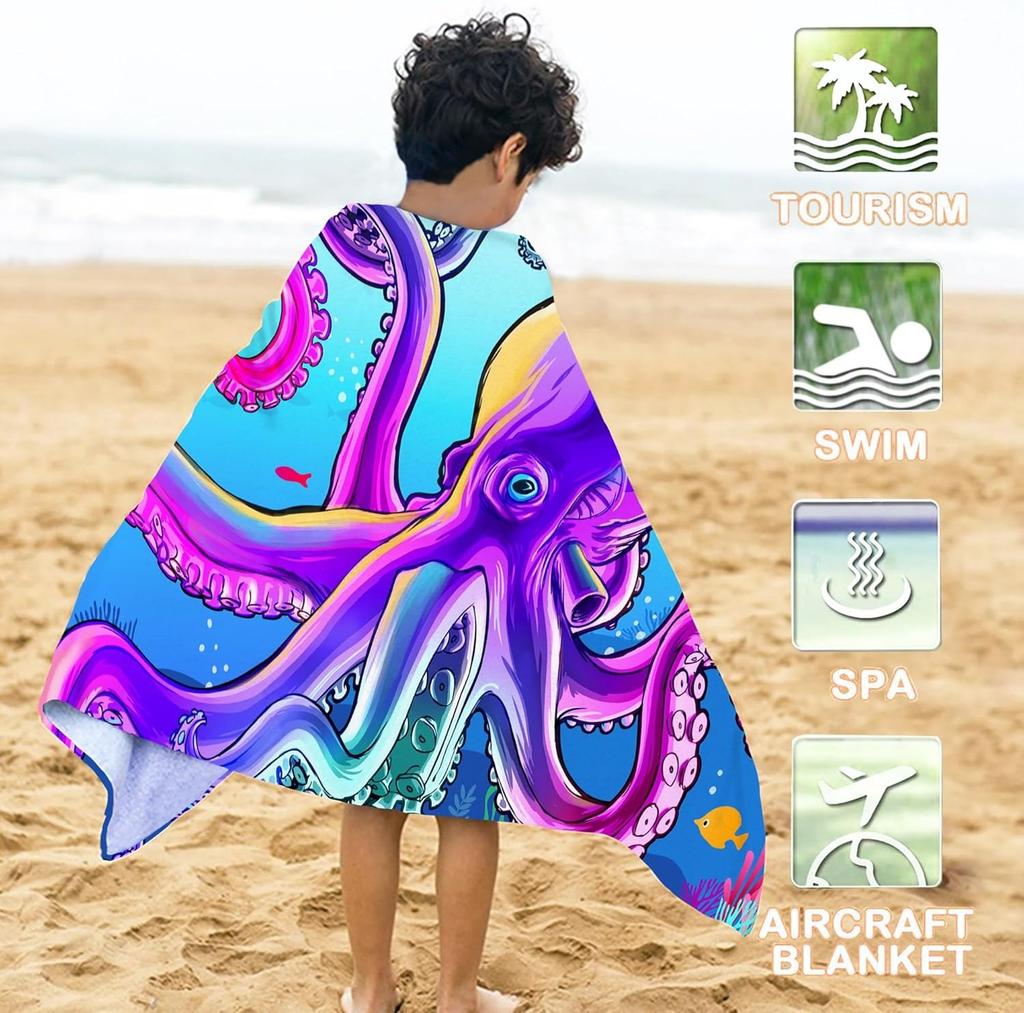 1PC Big Octopus Beach Towel for Children friends Gifts Towel Quick-Dry Towel For Bath Yoga Tourism Beach GYM Camping Swimming