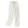 2025 лето новые легкие и дышащие однотонные хлопково-льняные прямые брюки женские литературно-художественный стиль кулиска эластичная талия повседневные