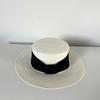 Spring and summer new simple white papyrus flat top hat outdoor travel sunshade sun protection flat top straw hat beach straw hat women