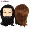 100% Human Hair Mannequin Head Male Barber Hairdresser Manikin Head Training Doll Head For Beauty Hairdresser Practice CuttIing