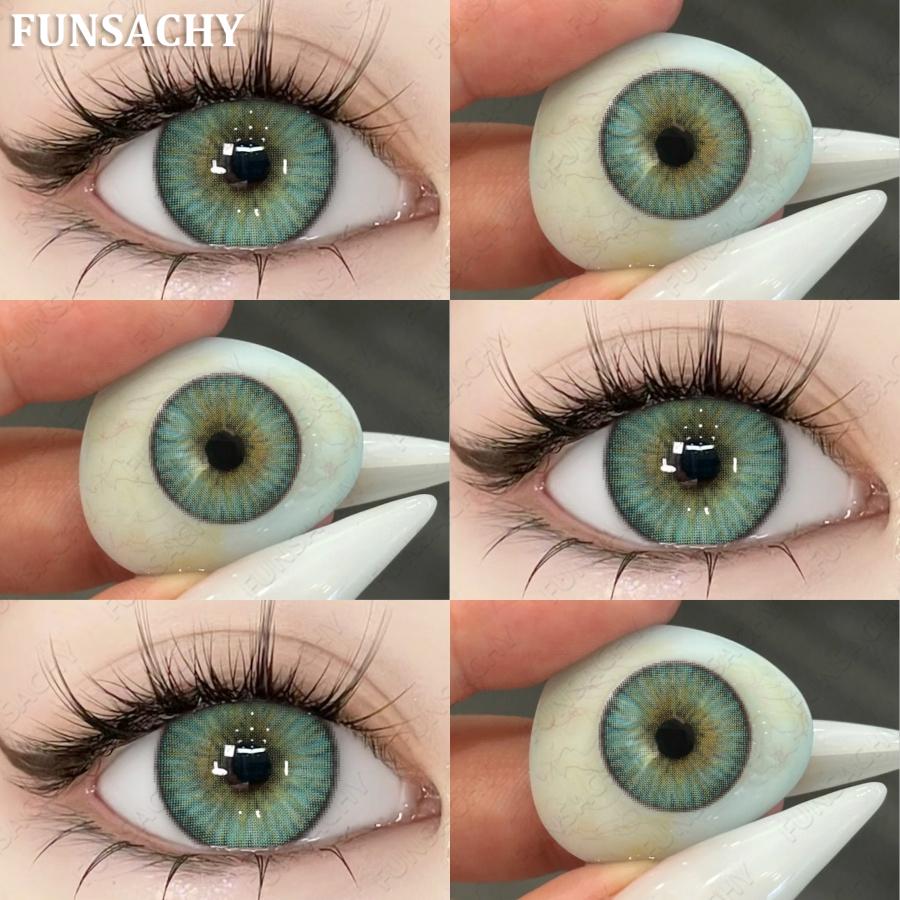 FUNSACHY 1 пара натуральных линз корейского стиля цветные контактные линзы синие линзы коричневые туманные перламутровые цветные линзы высококачественные мягкие линзы