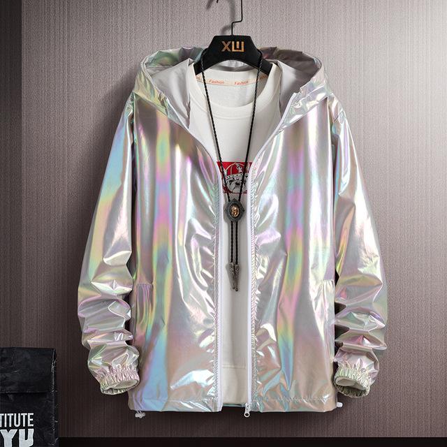 Spring Summer Jacket Women Colorful Shiny Sunscreen Clothing Couples Color Thin Waterproof Coats Trend Large Size S-6XL