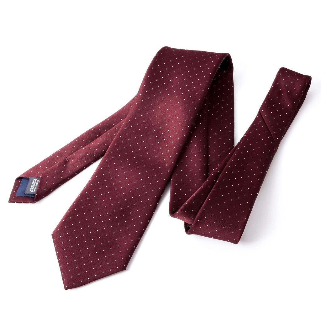 Brand Necktie Made In Japan Silk Jacquard Weave Pin Dot [Michiko London] 100% (C Pattern Wine)