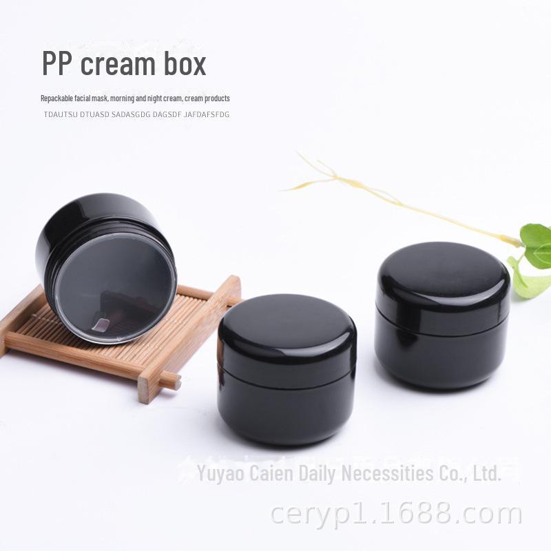 50 г черная глянцевая полипропиленовая банка для крема с внутренней крышкой для косметики и клея для лака для ногтей