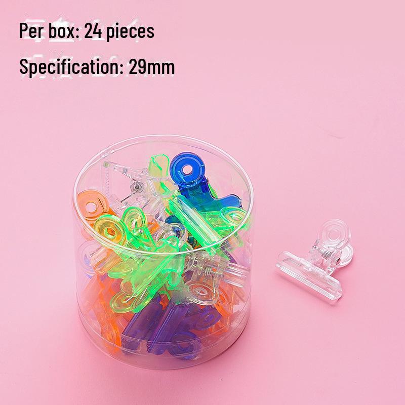 Красочные прозрачные маленькие круглые зажимы для билетов - симпатичный дизайн с длинным хвостом для фиксации файлов и книг, большой ствол