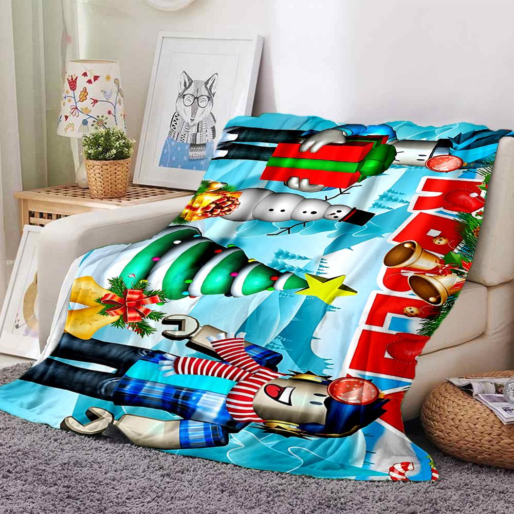 1Pc Roblox Winter Wonderland Blanket Soft Throw Blanket For Home Bedroom Bed Sofa Travel Office Solid Christmas Blanket
