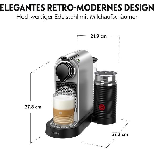 Capsule Coffee Machine Krups XN 761B New CitiZ & Milk Silver