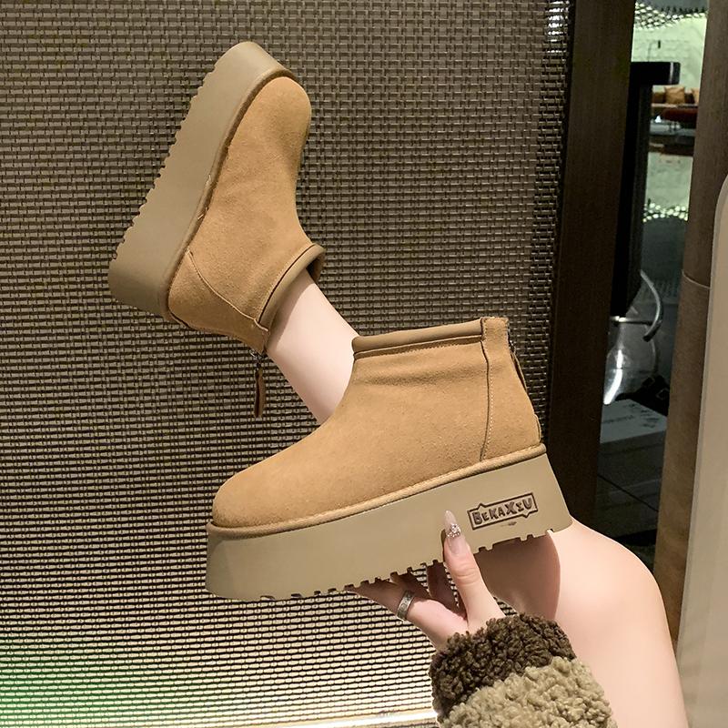 Модные женские зимние ботинки на платформе с леопардовым принтом, дизайнерские туфли на плоской подошве, повседневная обувь, короткие плюшевые хлопковые туфли 2024 года, тренд, теплые зимние ботинки-ботинки Mujer