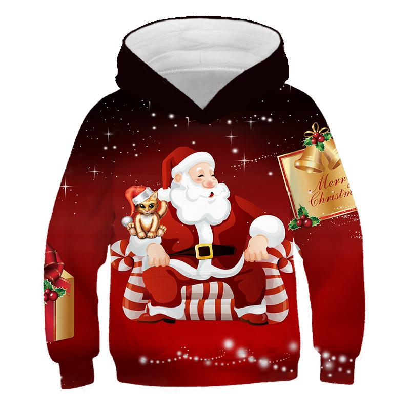 Kawaii Hoodies Christmas 3D Print Santa Snowmen Sweatshirts Boys Girls Hooded Pullovers Kids Fashion Oversized Hoodie Tracksuits