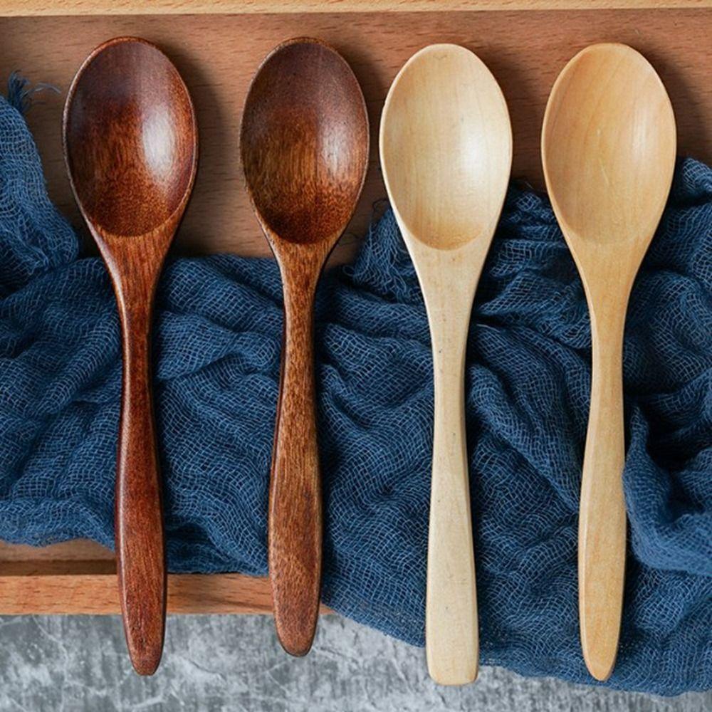 Natural Wooden Spoon Handmade Rice Soups Spoon New Utensil Cereal Spoon Kitchen Accessories