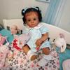 60cm Black Skin Reborn Doll Tutti Handmade 3D High Color Skin with Visible Vein Bloodshot Simulation Baby Doll Implanted Black Curly Hair Newborn Doll