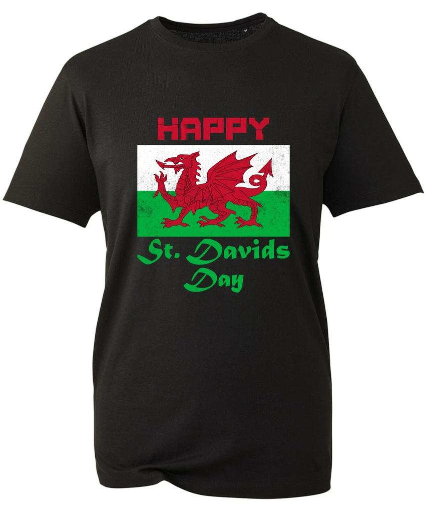 Happy St. David's Day T-Shirt, Dewi Hapus Welsh Dragon Event Party Unisex Top