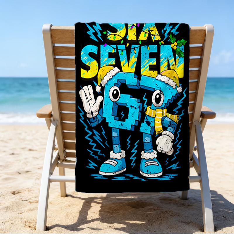 Space Adventure With Six Seven 67 Microfiber Beach Towel, Lightweight And Quick-Dry, for Summer Travel, Beach Essential, Swimming Pool Outdoor